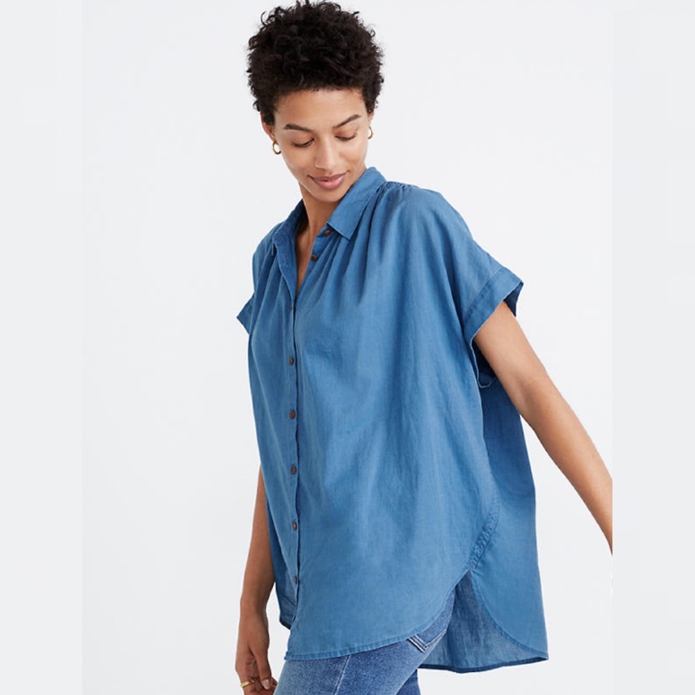 Madewell Central Shirt in Bright Indigo Size Small and XS - Picture 3 of 11